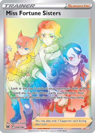 POKEMON TCG - Miss Fortune Sisters (Secret) 209/196 SWSH11 Lost Origin - Secret Rare