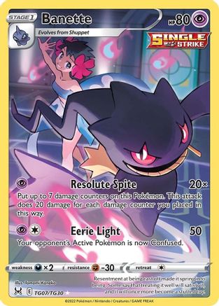 POKEMON TCG - Banette TG07/TG30 SWSH11 Lost Origin Trainer Gallery - Ultra Rare