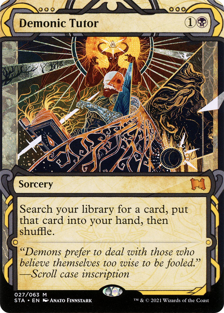 MAGIC: THE GATHERING - Demonic Tutor (STA-027) - Strixhaven Mystical Archive: (Showcase) (Borderless) Foil