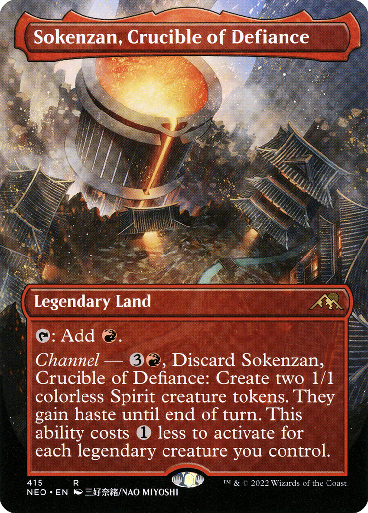 MAGIC: THE GATHERING - Sokenzan, Crucible of Defiance (Borderless) (NEO-415) - Kamigawa: Neon Dynasty (Borderless)