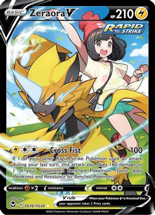 POKEMON TCG - Zeraora V TG16/TG30 SWSH12 Silver Tempest Trainer Gallery - Ultra Rare