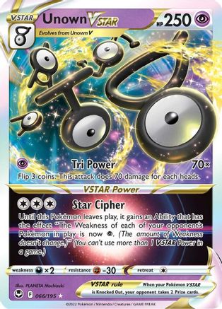 POKEMON TCG - Unown VSTAR 066/195 SWSH12 Silver Tempest - Ultra Rare