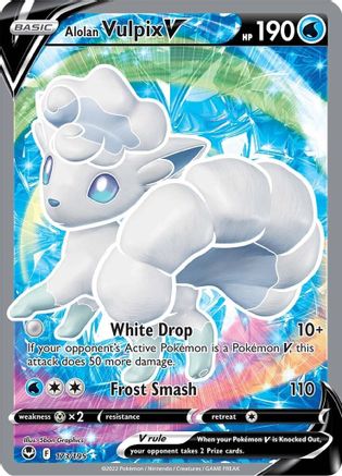 POKEMON TCG - Alolan Vulpix V (Full Art) 173/195 SWSH12 Silver Tempest - Ultra Rare