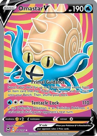 POKEMON TCG - Omastar V (Full Art) 174/195 SWSH12 Silver Tempest - Ultra Rare
