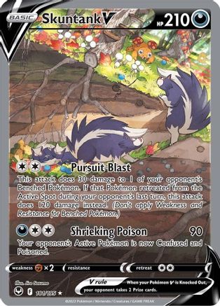 POKEMON TCG - Skuntank V (Alternate Full Art) 181/195 SWSH12 Silver Tempest - Ultra Rare