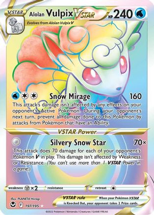 POKEMON TCG - Alolan Vulpix VSTAR (Secret) 197/195 SWSH12 Silver Tempest - Secret Rare
