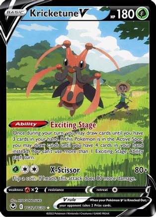 POKEMON TCG - Kricketune V TG12/TG30 SWSH12 Silver Tempest Trainer Gallery - Ultra Rare