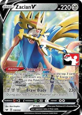 POKEMON TCG - Zacian V/202 Prize Pack Series Cards - Ultra Rare