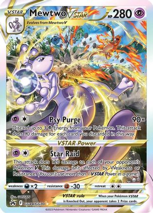 POKEMON TCG - Mewtwo VSTAR GG44/GG70 Crown Zenith Galarian Gallery - Ultra Rare