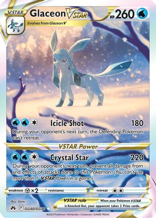 POKEMON TCG - Glaceon VSTAR GG40/GG70 Crown Zenith Galarian Gallery - Ultra Rare