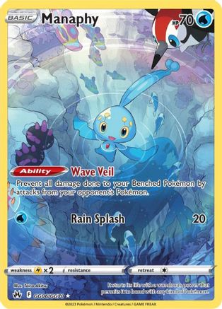 POKEMON TCG - Manaphy GG06/GG70 Crown Zenith Galarian Gallery - Ultra Rare