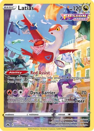 POKEMON TCG - Latias GG20/GG70 Crown Zenith Galarian Gallery - Ultra Rare