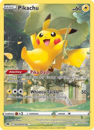 POKEMON TCG - Pikachu GG30/GG70 Crown Zenith Galarian Gallery - Ultra Rare