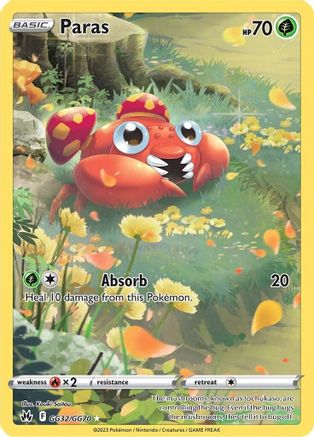 POKEMON TCG - Paras GG32/GG70 Crown Zenith Galarian Gallery - Ultra Rare