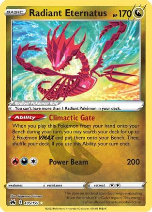 POKEMON TCG - Radiant Eternatus 105/159 Crown Zenith - Radiant Rare