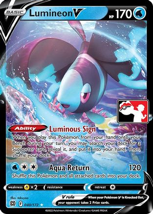 POKEMON TCG - Lumineon V/172 Prize Pack Series Cards - Ultra Rare