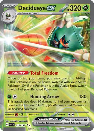 POKEMON TCG - Decidueye ex 015/197 SV03 Obsidian Flames - Double Rare