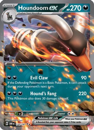 POKEMON TCG - Houndoom ex 134/197 SV03 Obsidian Flames - Double Rare