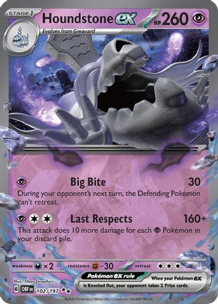 POKEMON TCG - Houndstone ex 102/197 SV03 Obsidian Flames - Double Rare