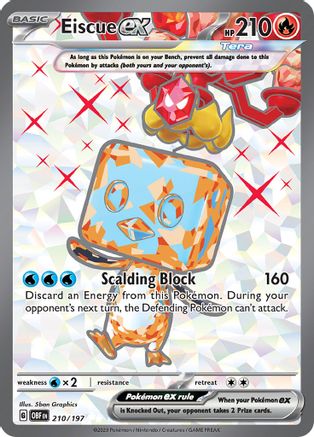 POKEMON TCG - Eiscue ex 210/197 SV03 Obsidian Flames - Ultra Rare