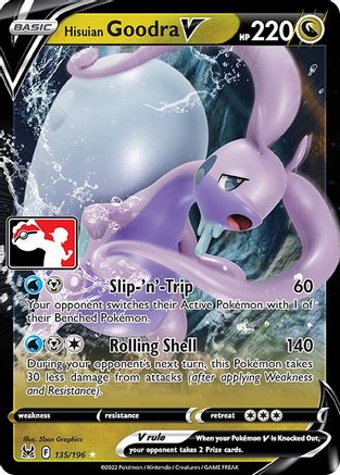 POKEMON TCG - Hisuian Goodra V 135/196 Prize Pack Series Cards - Ultra Rare