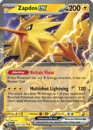 POKEMON TCG - Zapdos ex 145/165 SV Scarlet & Violet 151 - Double Rare