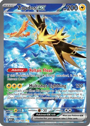 POKEMON TCG - Zapdos ex 202/165 SV Scarlet & Violet 151 - Special Illustration Rare
