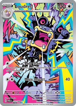 POKEMON TCG - Loudred 212/182 SV04 Paradox Rift - Illustration Rare
