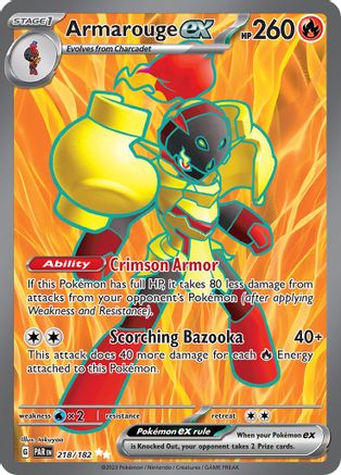 POKEMON TCG - Armarouge ex 218/182 SV04 Paradox Rift - Ultra Rare