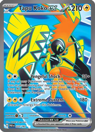 POKEMON TCG - Tapu Koko ex 222/182 SV04 Paradox Rift - Ultra Rare