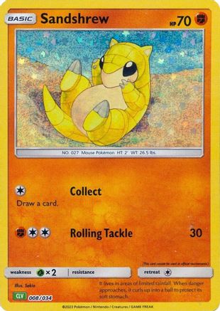 POKEMON TCG - Sandshrew 008/034 Trading Card Game Classic - Classic Collection