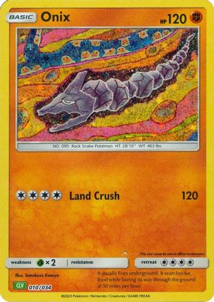 POKEMON TCG - Onix 010/034 Trading Card Game Classic - Classic Collection
