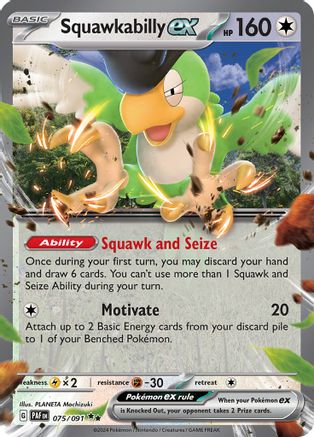 POKEMON TCG - Squawkabilly ex 075/091 SV Paldean Fates - Double Rare