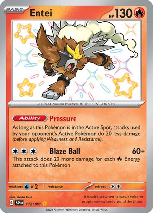 POKEMON TCG - Entei 112/091 SV Paldean Fates - Shiny Rare