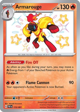 POKEMON TCG - Armarouge 115/091 SV Paldean Fates - Shiny Rare