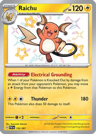 POKEMON TCG - Raichu 132/091 SV Paldean Fates - Shiny Rare