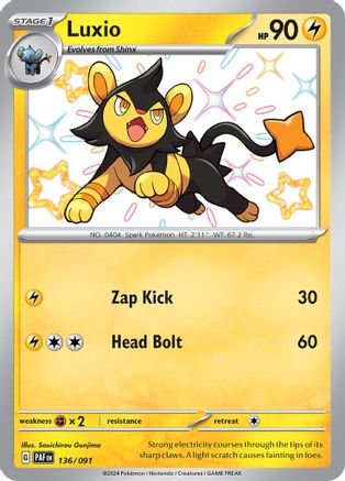 POKEMON TCG - Luxio 136/091 SV Paldean Fates - Shiny Rare
