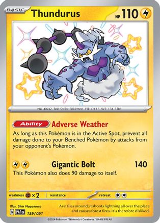 POKEMON TCG - Thundurus 139/091 SV Paldean Fates - Shiny Rare
