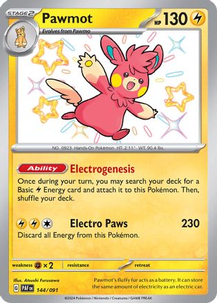 POKEMON TCG - Pawmot 144/091 SV Paldean Fates - Shiny Rare