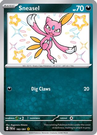 POKEMON TCG - Sneasel 182/091 SV Paldean Fates - Shiny Rare