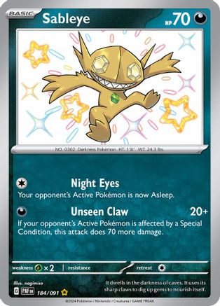 POKEMON TCG - Sableye 184/091 SV Paldean Fates - Shiny Rare