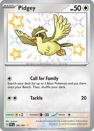 POKEMON TCG - Pidgey 196/091 SV Paldean Fates - Shiny Rare