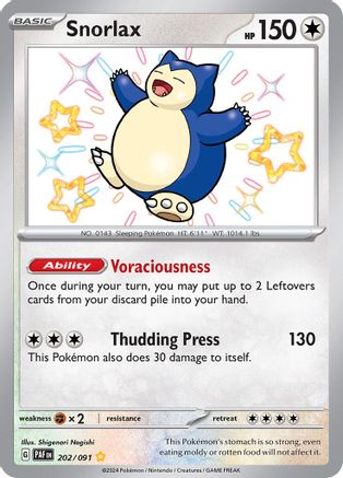 POKEMON TCG - Snorlax 202/091 SV Paldean Fates - Shiny Rare