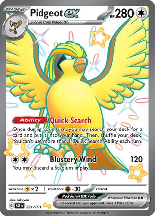 POKEMON TCG - Pidgeot ex 221/091 SV Paldean Fates - Shiny Ultra Rare