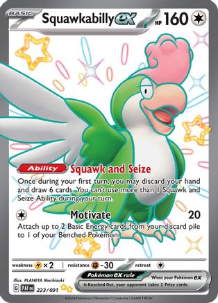 POKEMON TCG - Squawkabilly ex 223/091 SV Paldean Fates - Shiny Ultra Rare