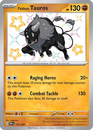 POKEMON TCG - Paldean Tauros 172/091 SV Paldean Fates - Shiny Rare