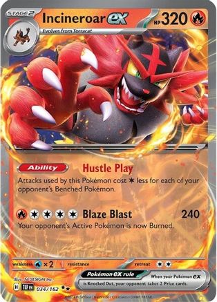 POKEMON TCG - Incineroar ex 034/162 SV05 Temporal Forces - Double Rare