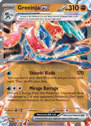 POKEMON TCG - Greninja ex 106/167 SV06 Twilight Masquerade - Double Rare