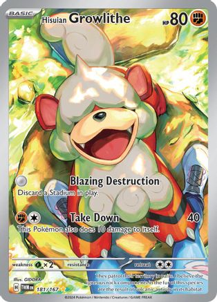 POKEMON TCG - Hisuian Growlithe 181/167 SV06 Twilight Masquerade - Illustration Rare
