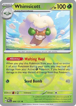 POKEMON TCG - Whimsicott (Master Ball Pattern) 008/131 SV Prismatic Evolutions - Rare